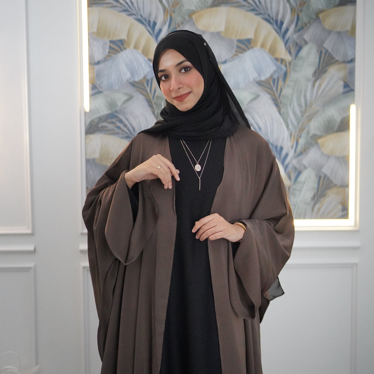 Dark Brown Full-length Flowy Shrug Abaya (takes upto 10-12 Days