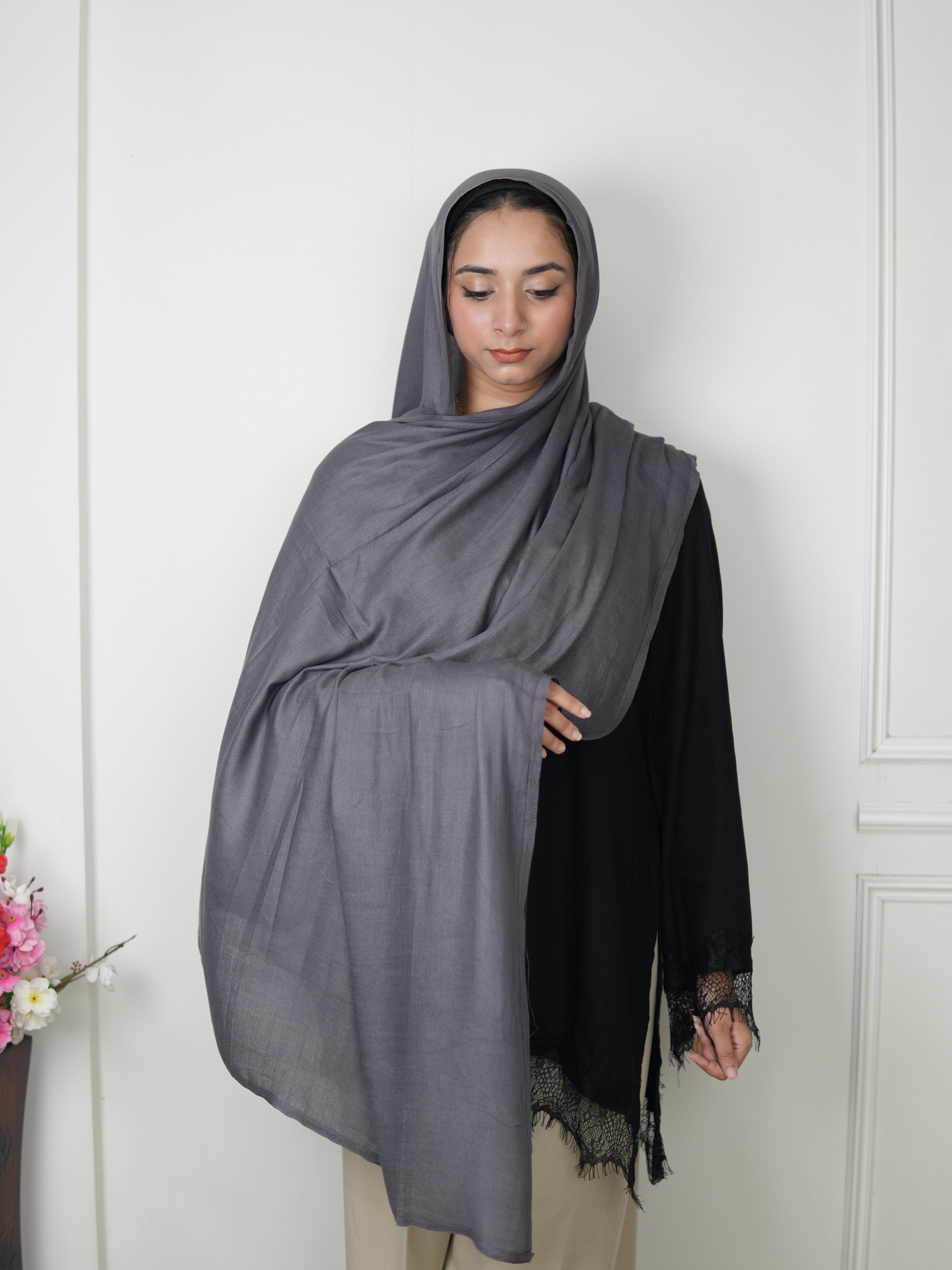 Dark grey Modal hijab.