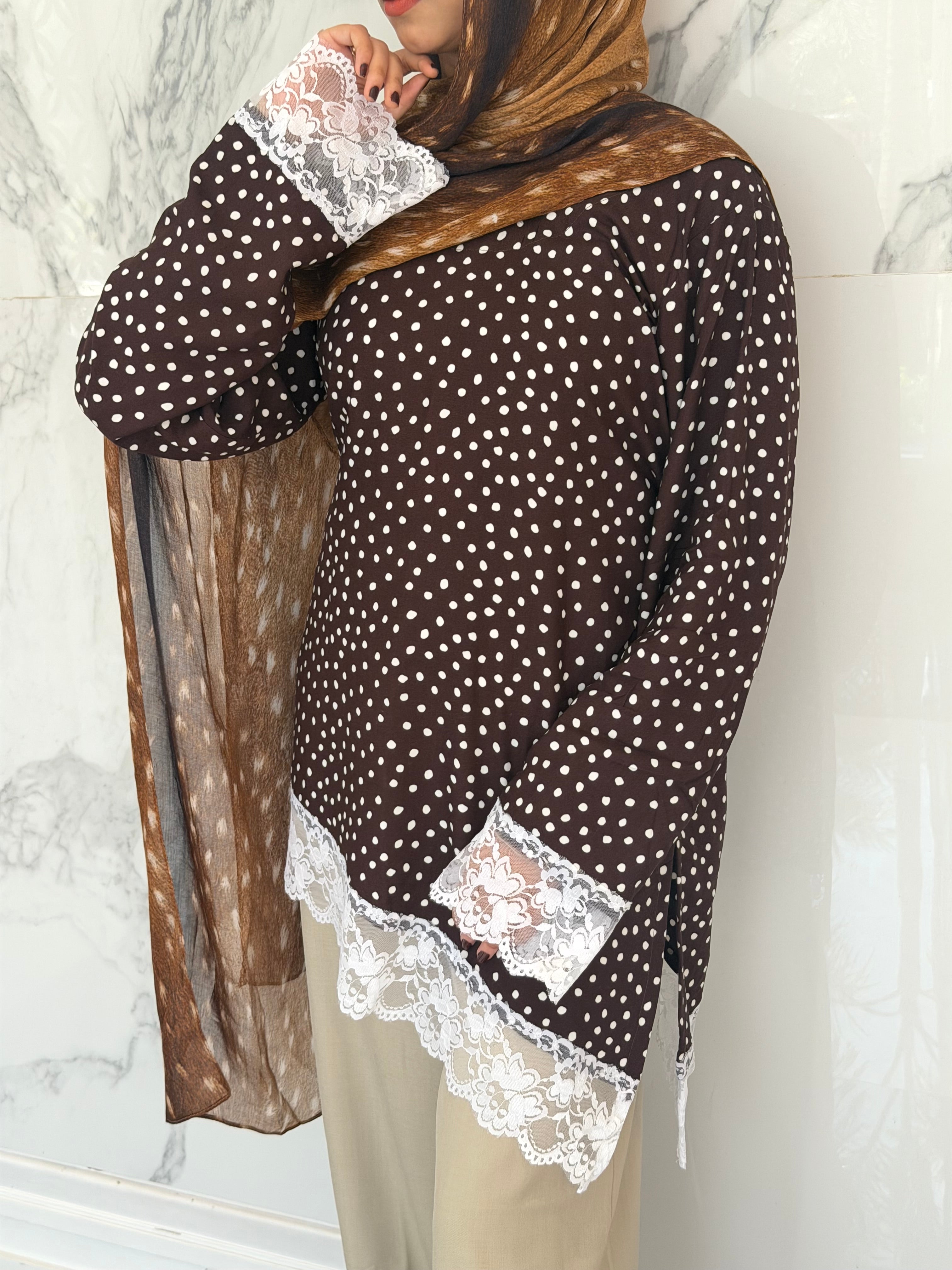 Polka Dot - Asymmetrical Lace Top