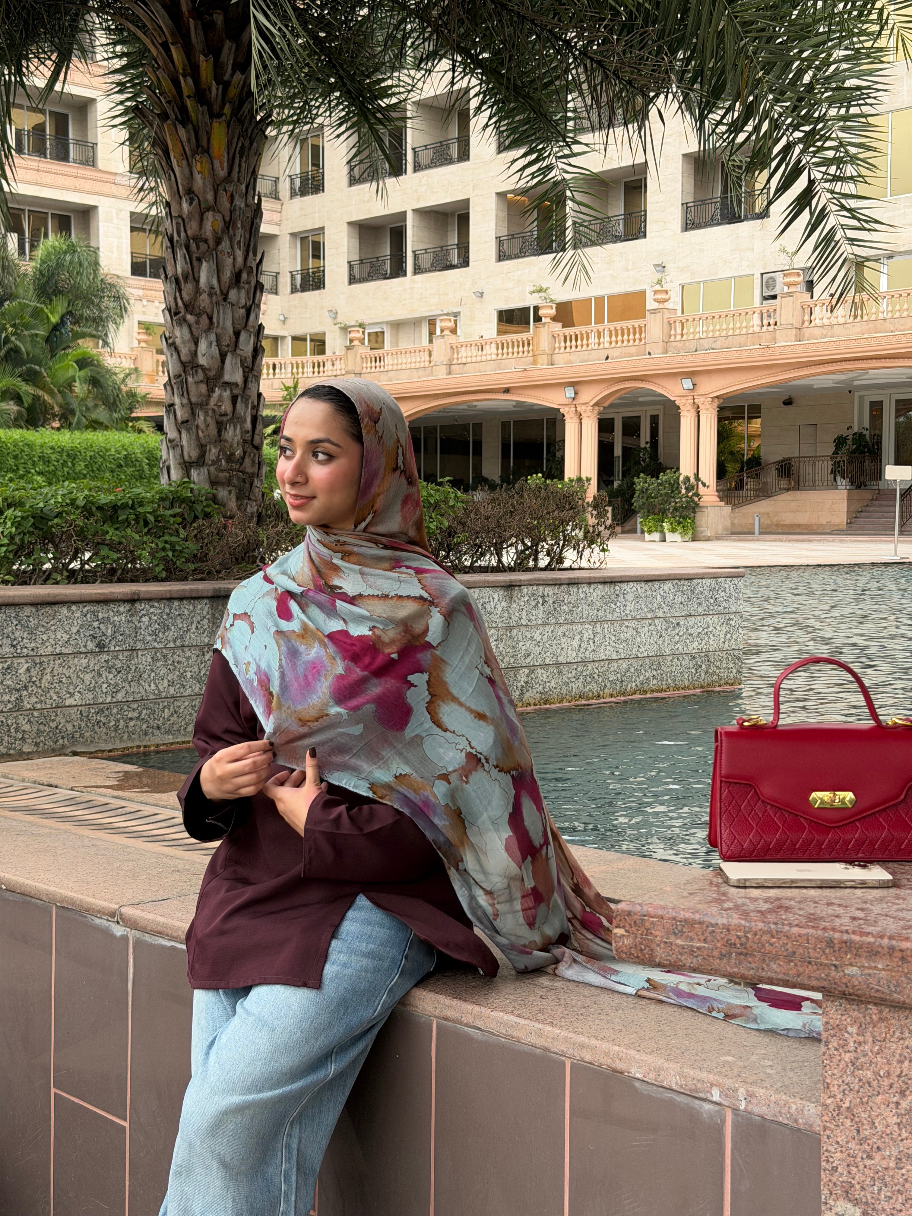 Burgundy Front slit - Tie Back