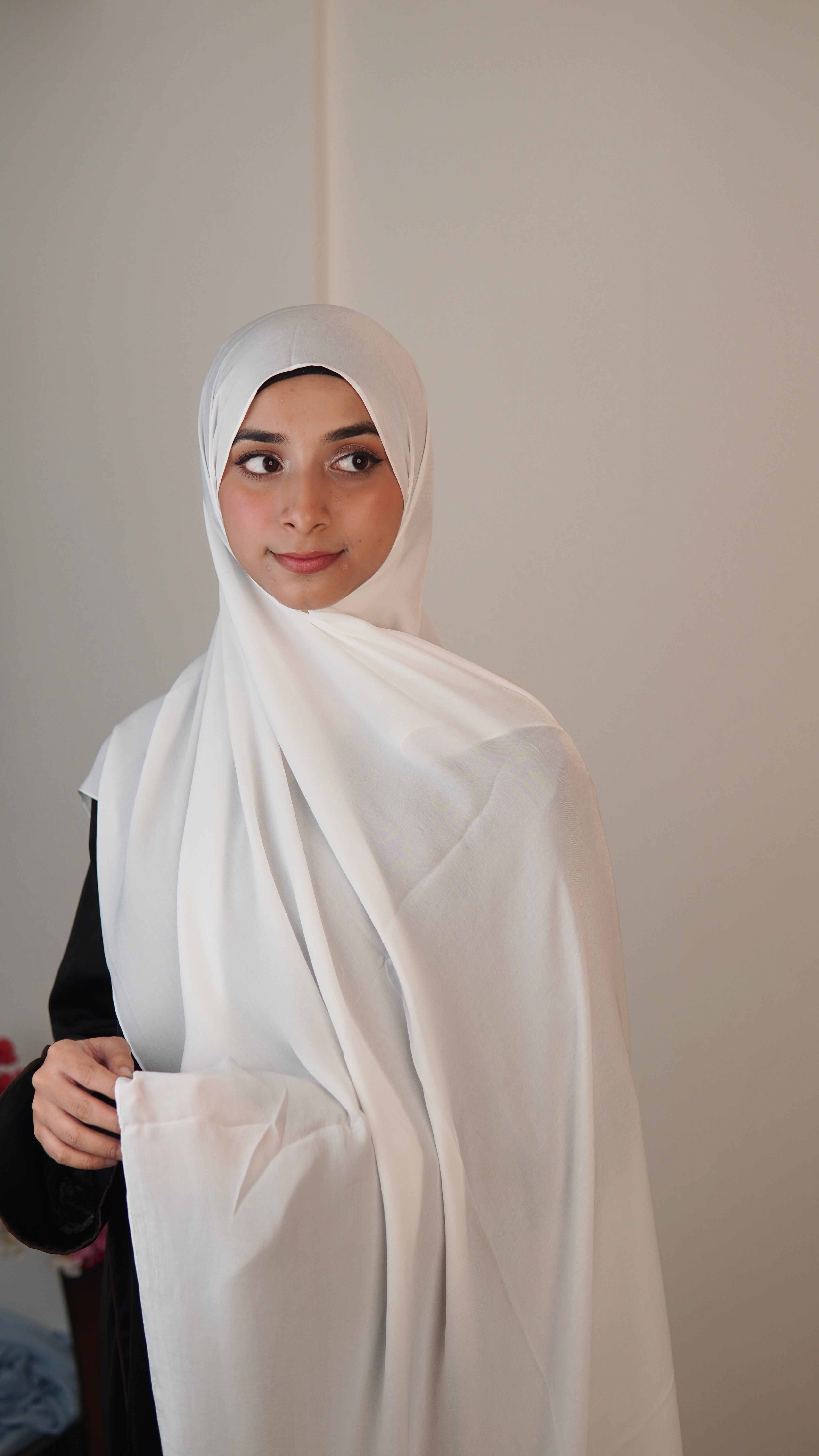 Soft white Satin Hijab