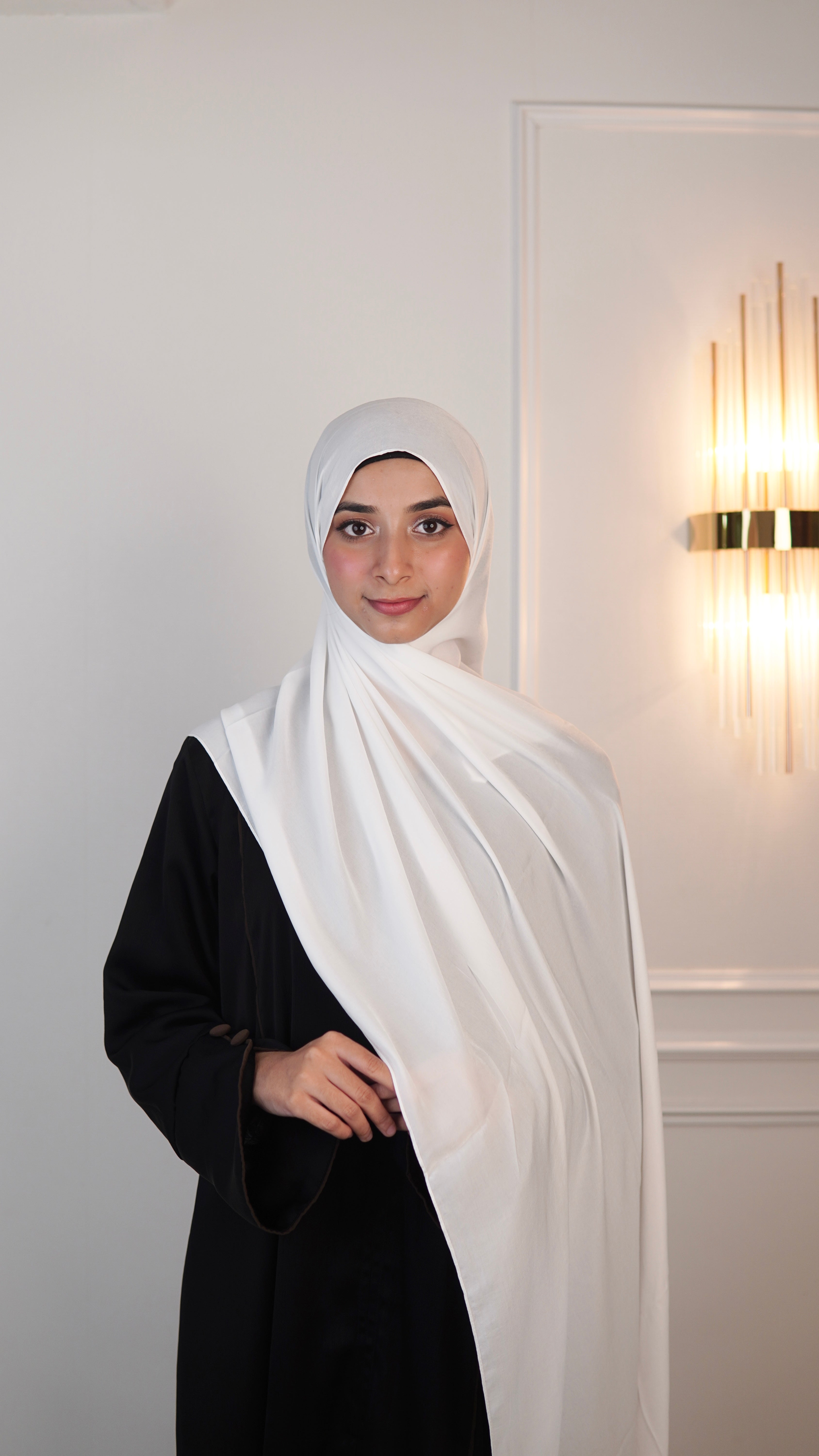 Soft white Satin Hijab