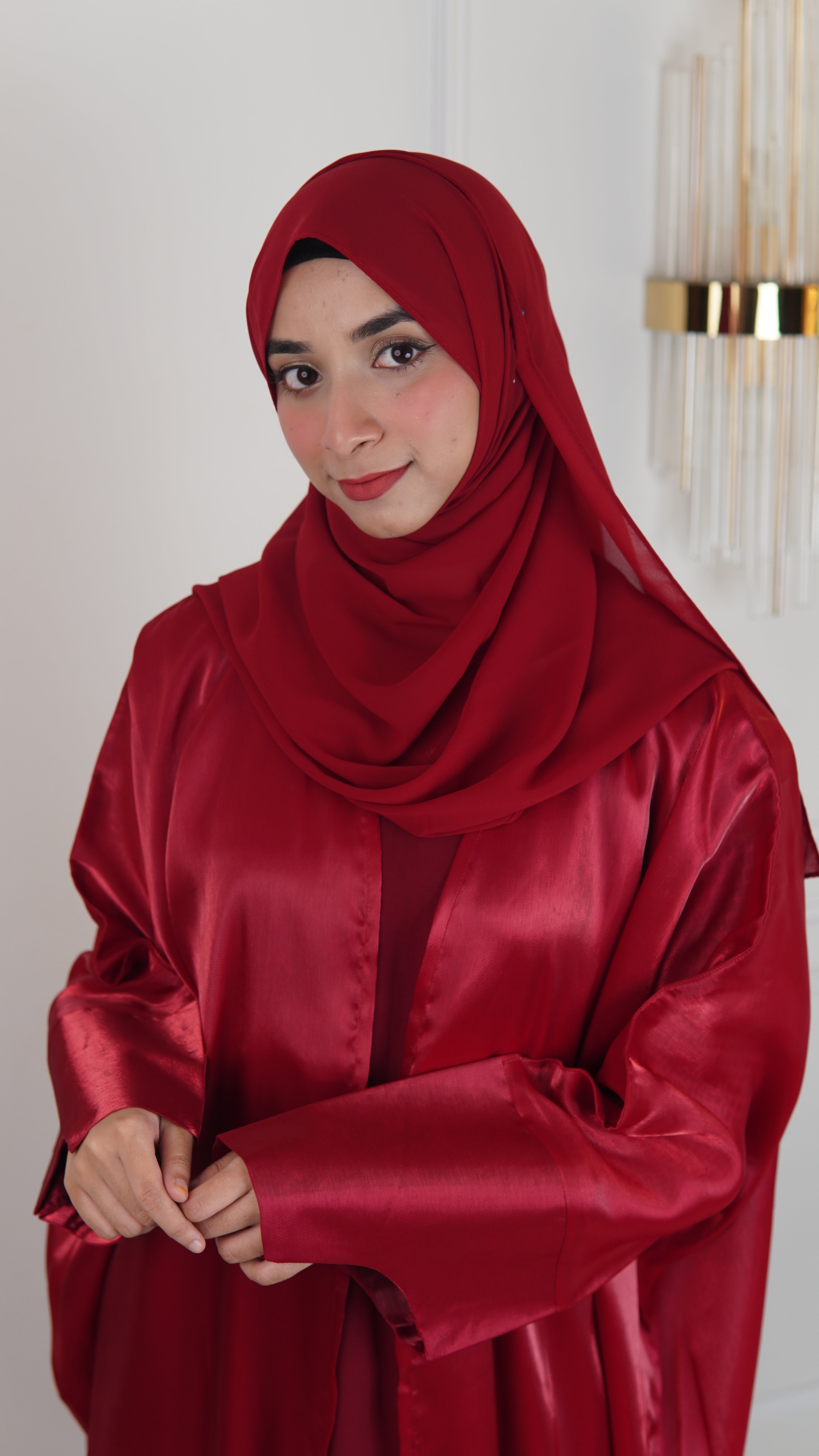 maroon shurg Abaya. [includes inner& Hijab]