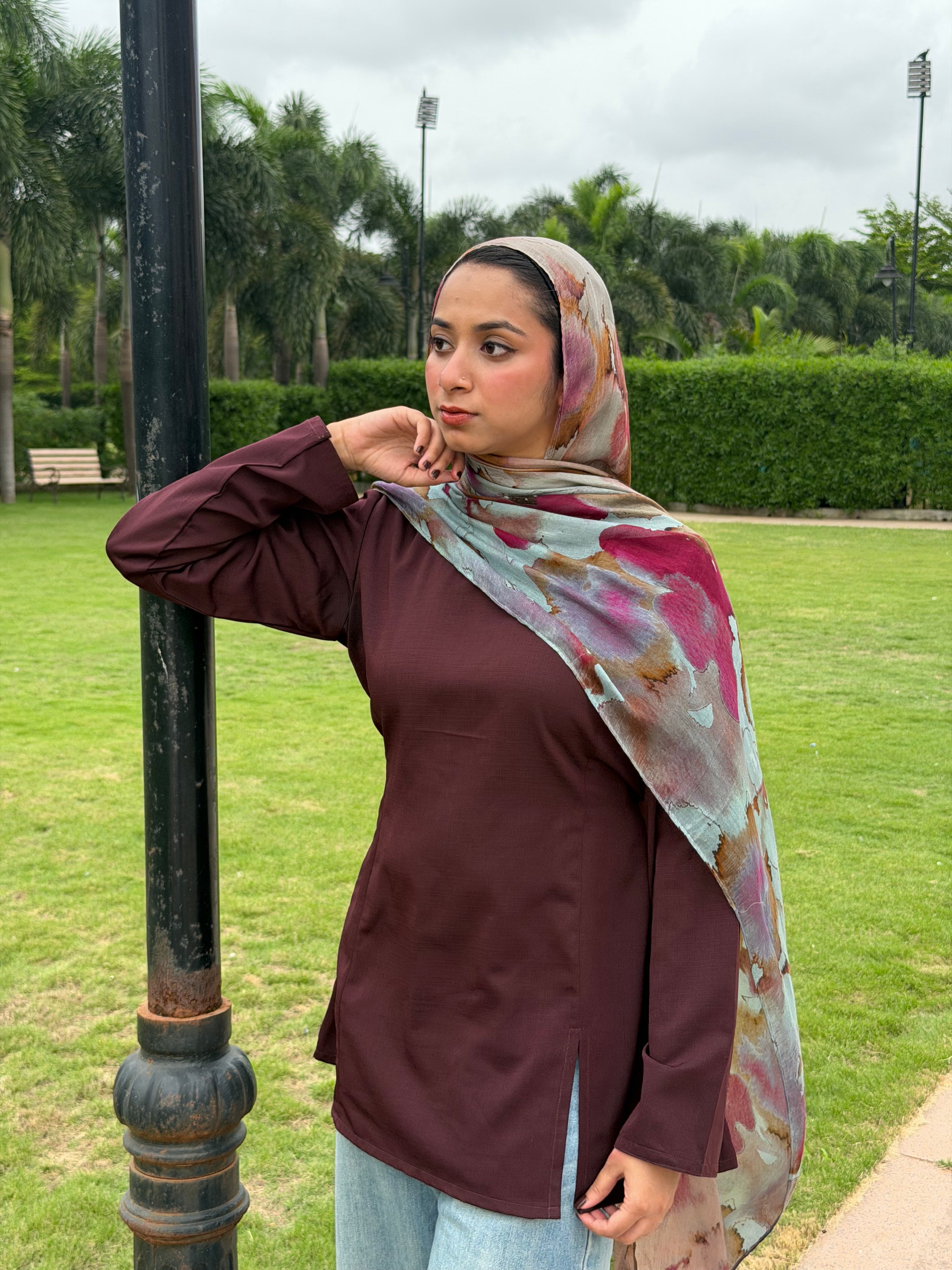 Burgundy Front slit - Tie Back