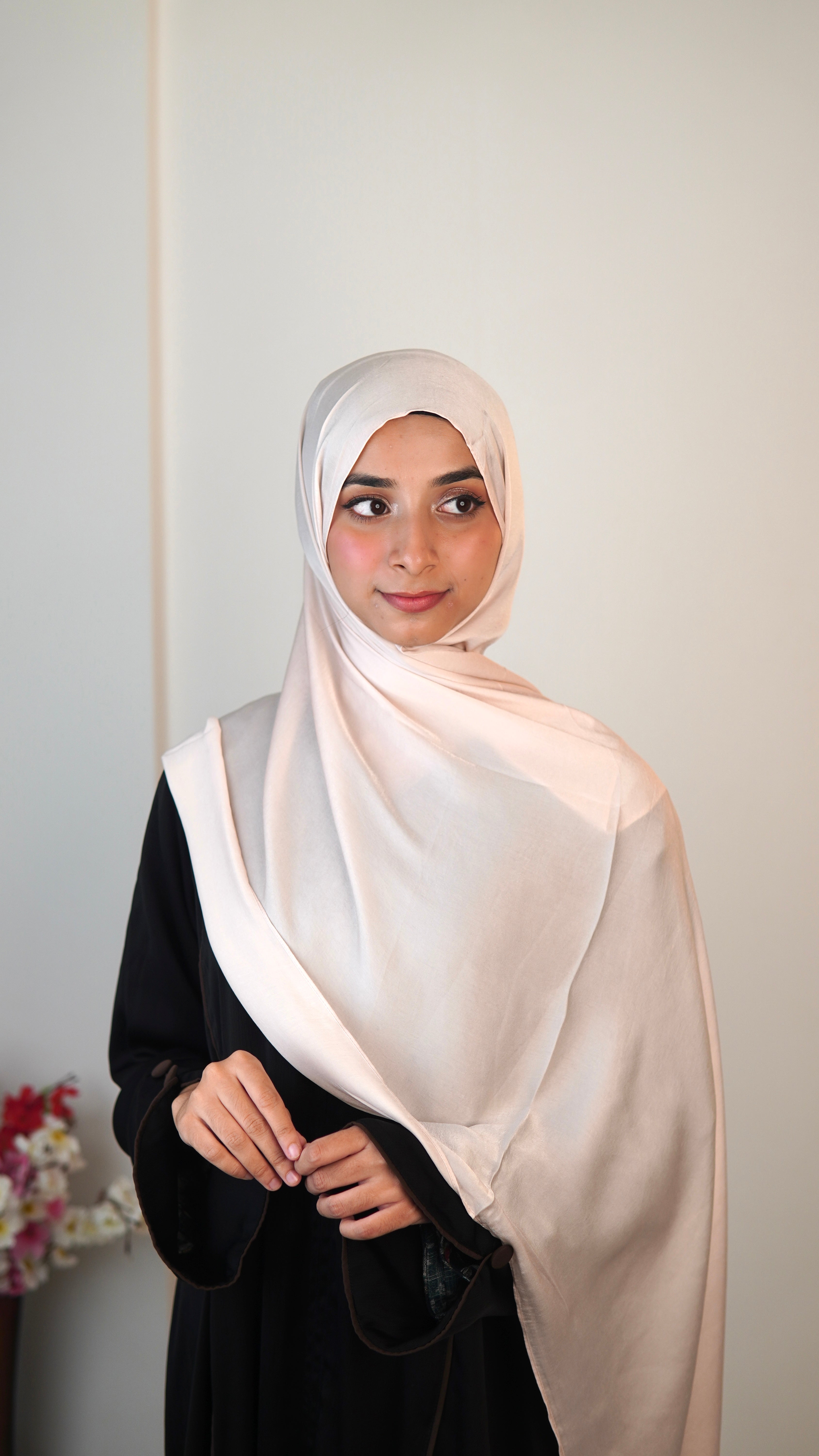 Light peach Satin Hijab