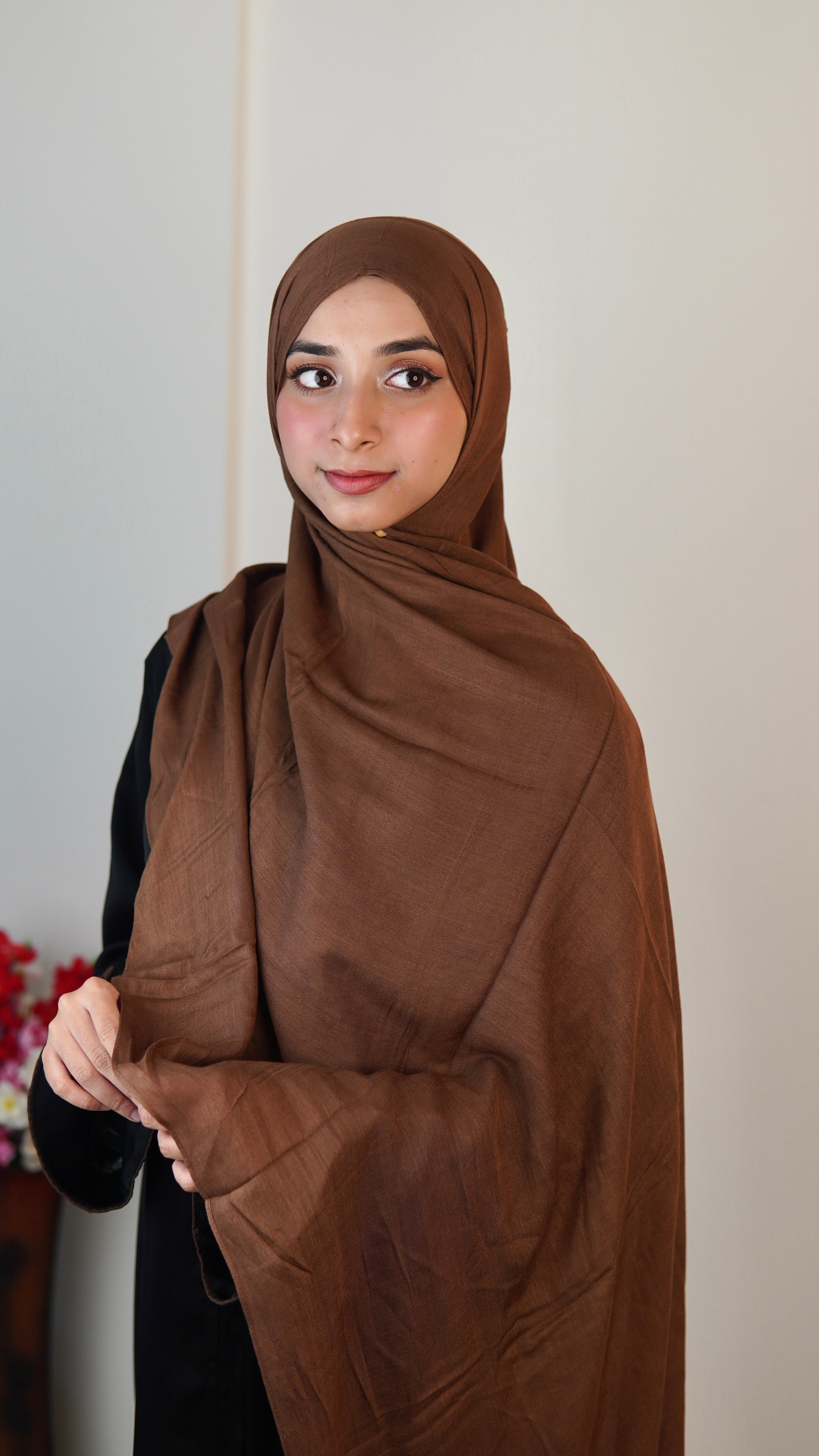 Dark coffee Brown Modal Hijab.