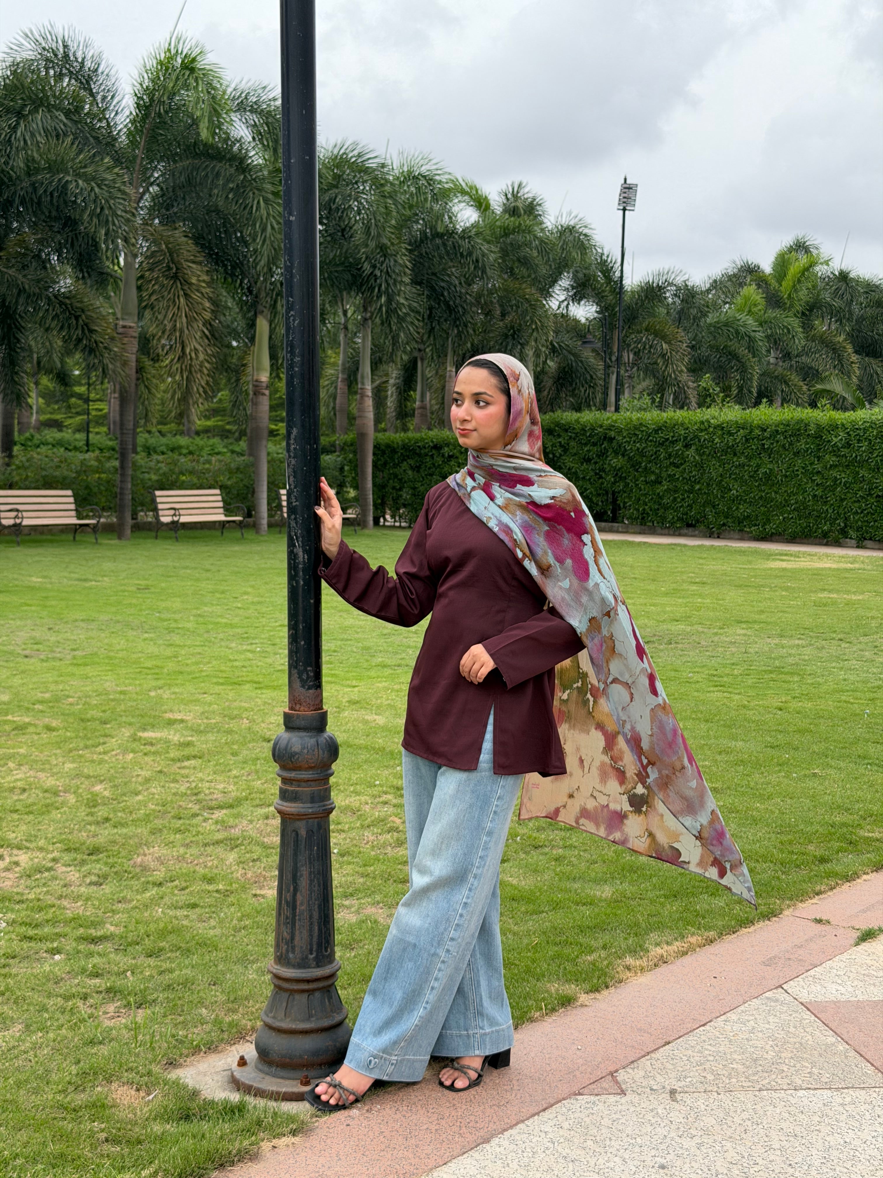 Burgundy Front slit - Tie Back