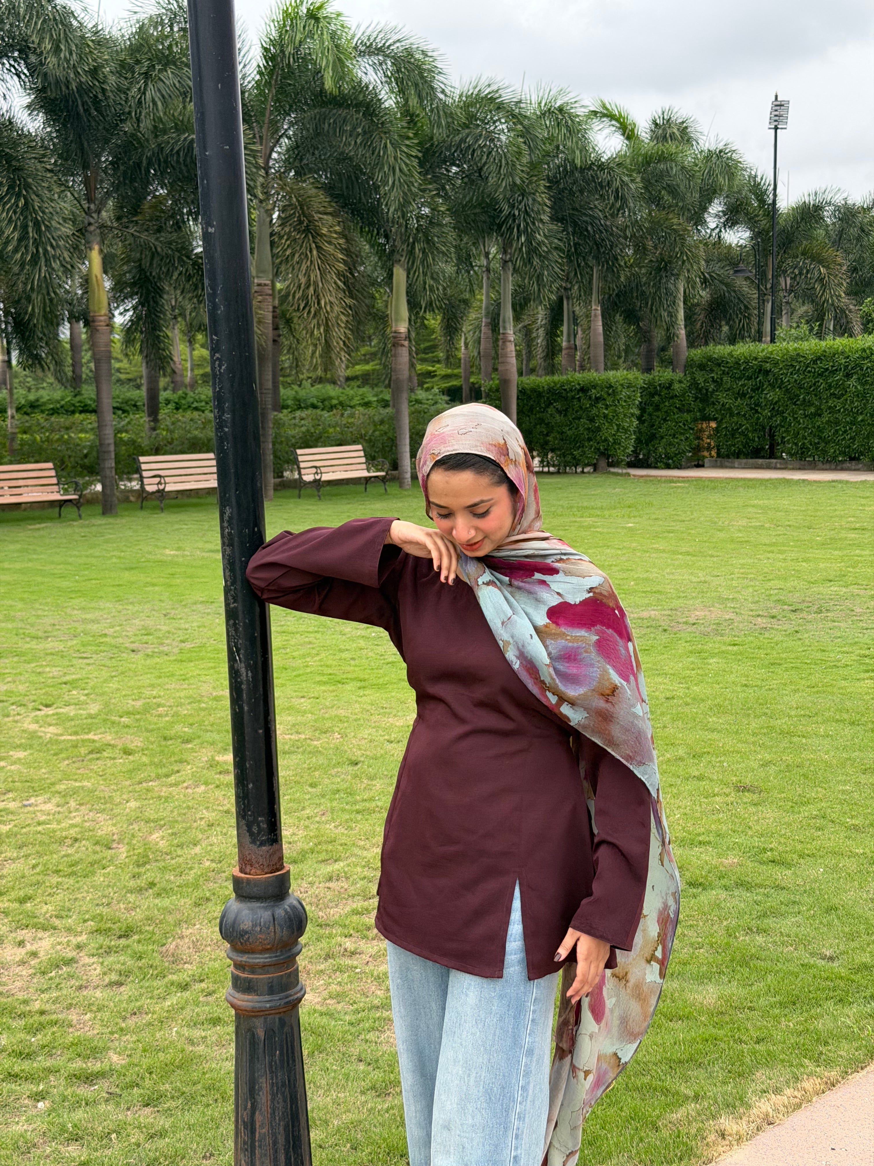 Burgundy Front slit - Tie Back