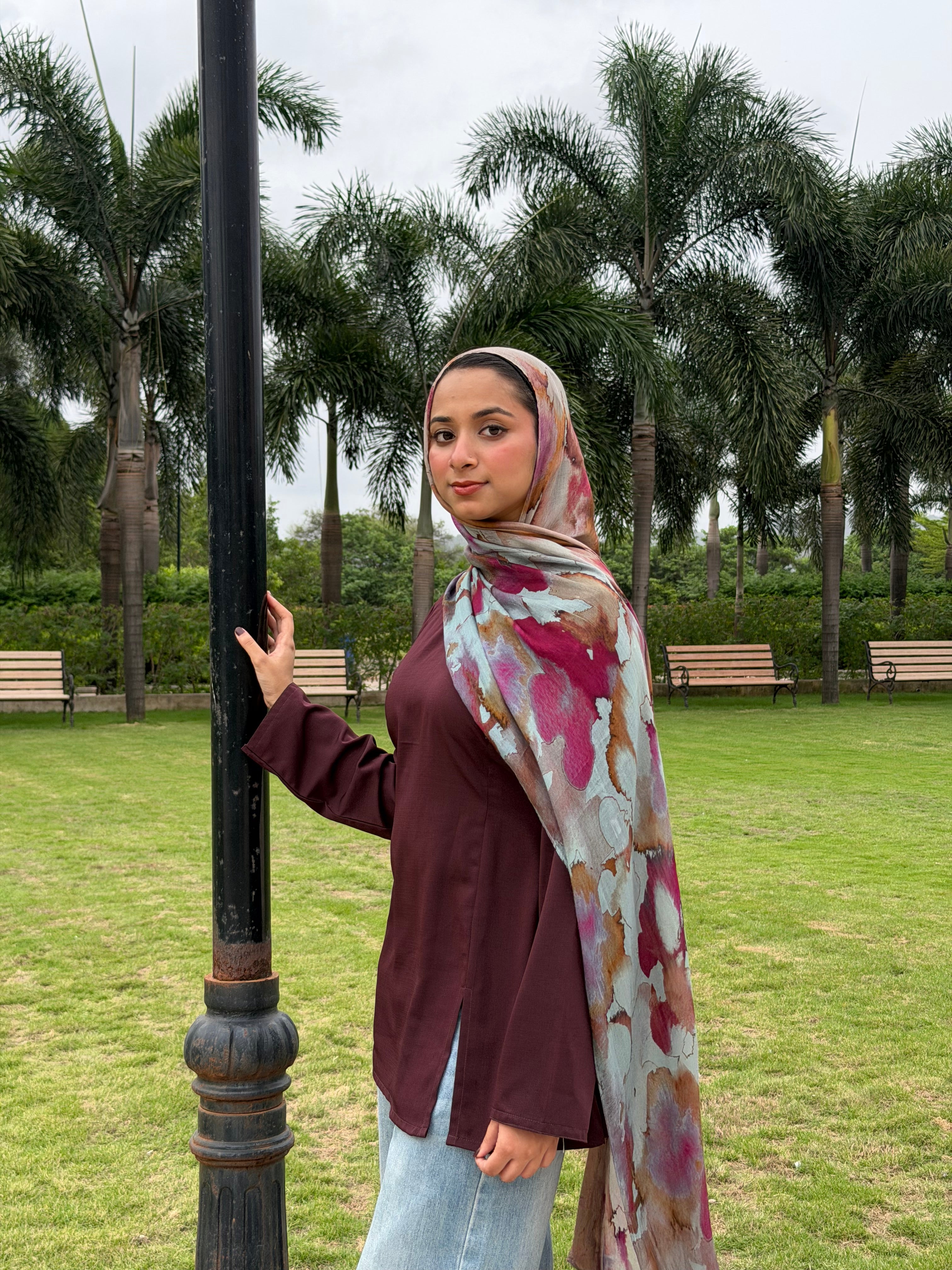 Burgundy Front slit - Tie Back