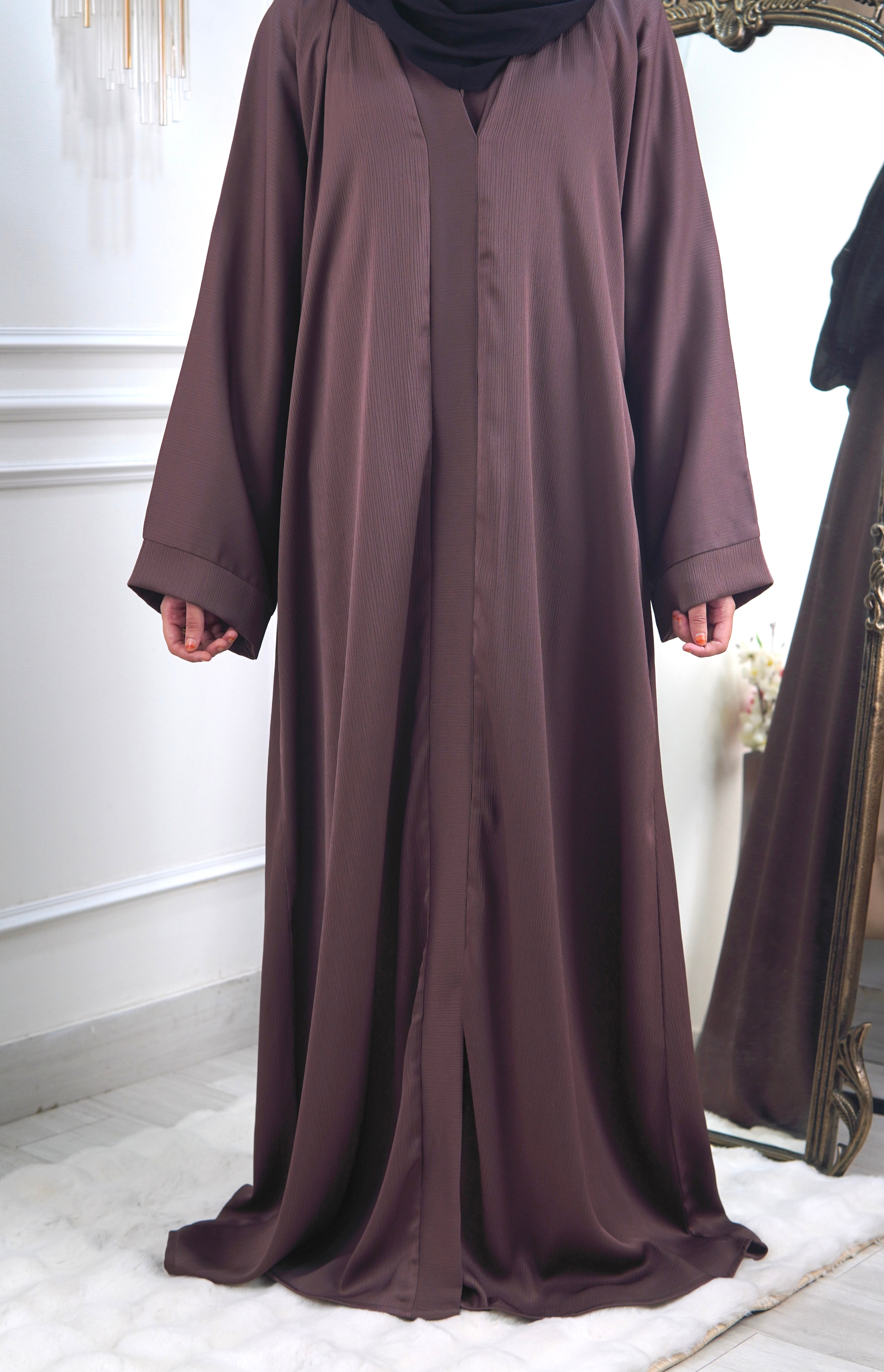 Brown Basic Abaya( comes with black hijab)