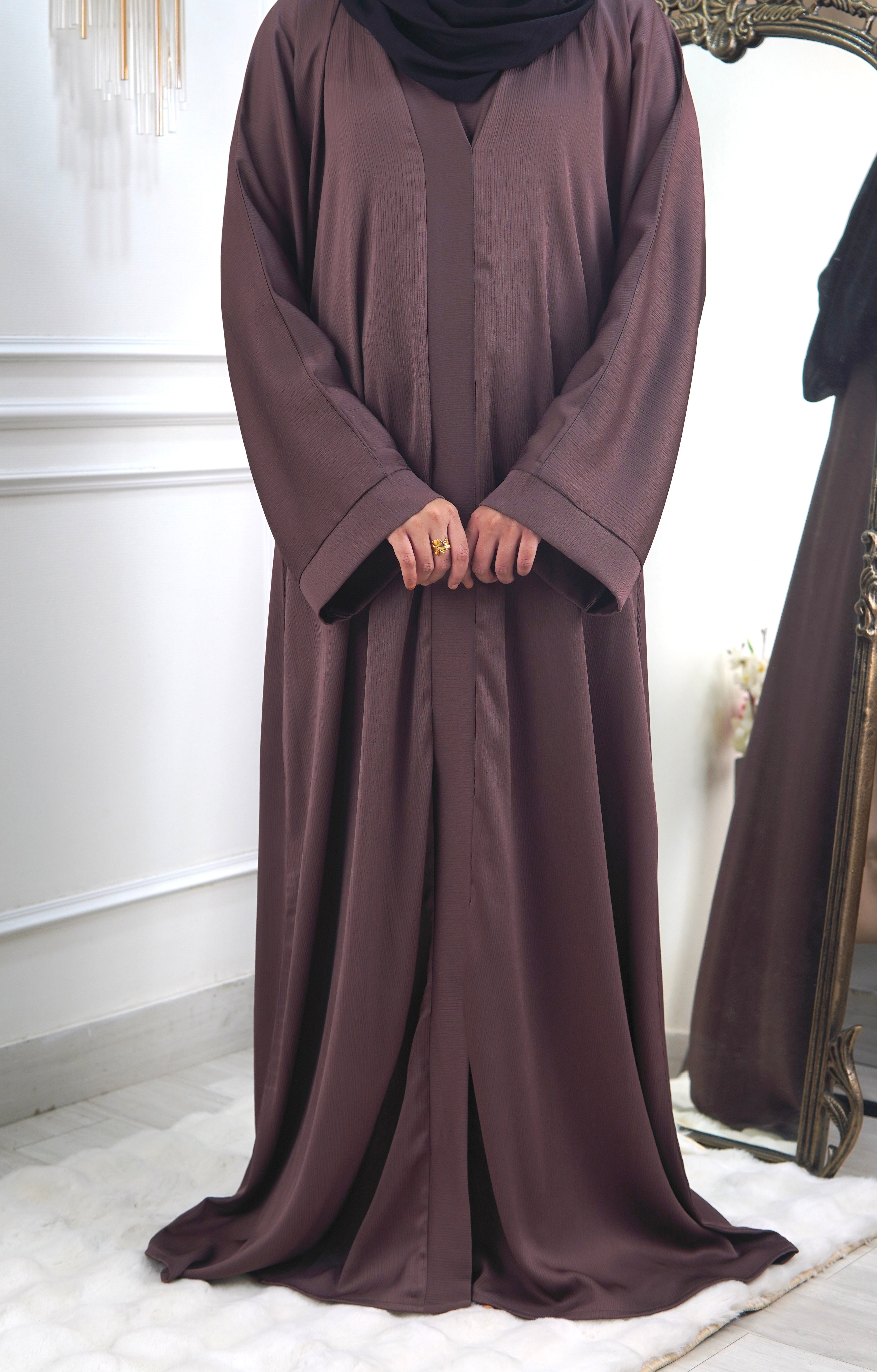 Brown Basic Abaya( comes with black hijab)