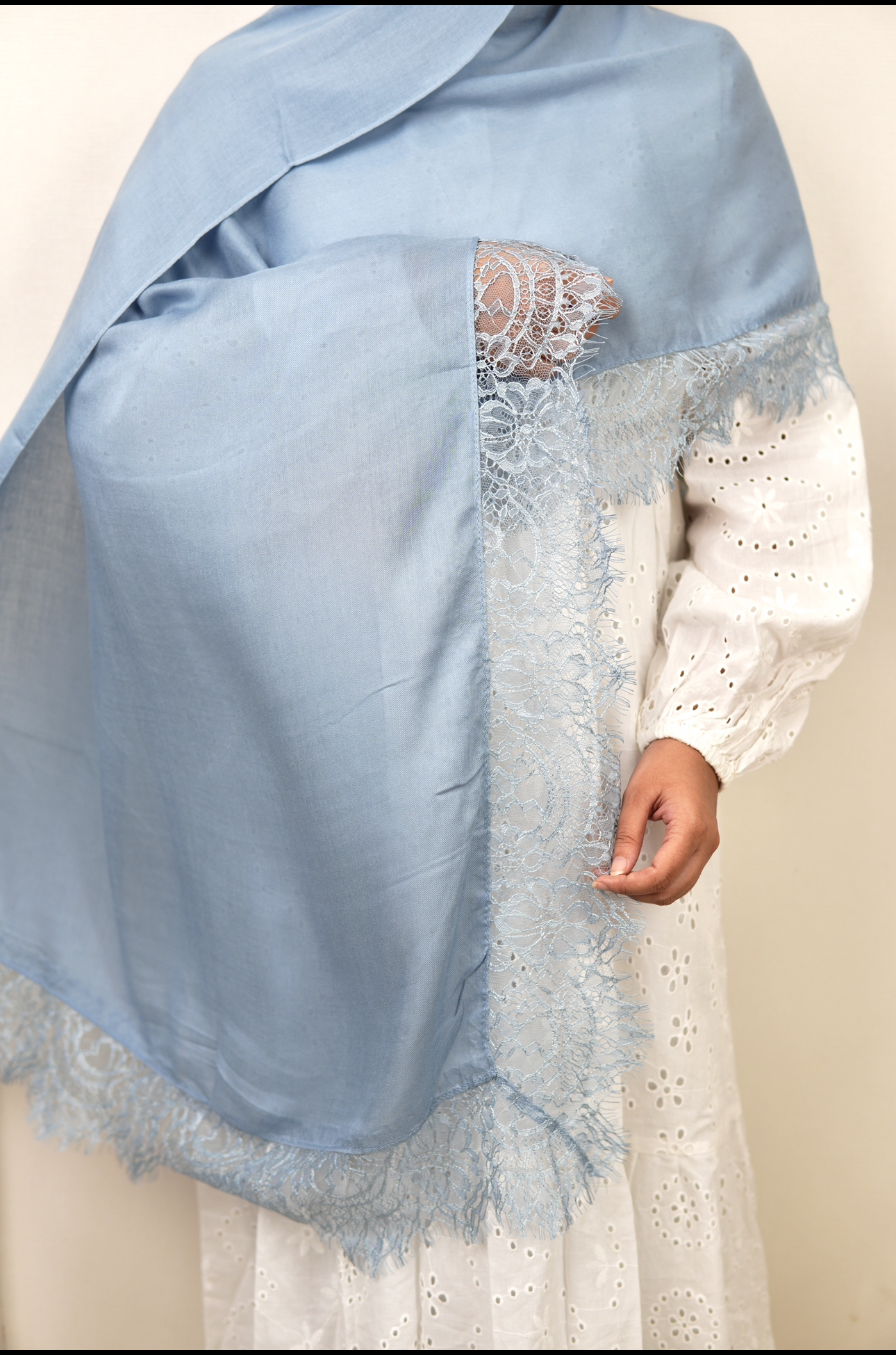 Powder blue - Lace Modal Hijab