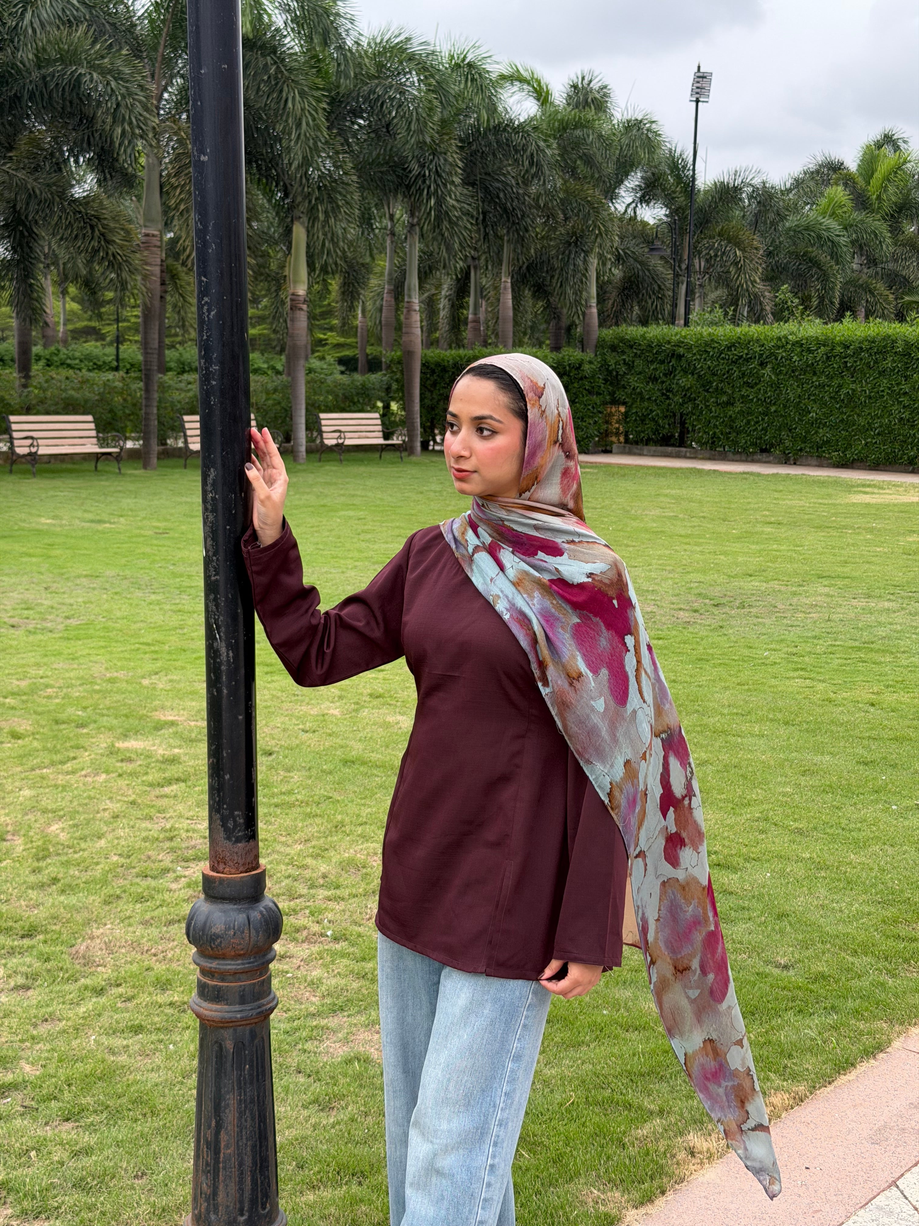 Burgundy Front slit - Tie Back