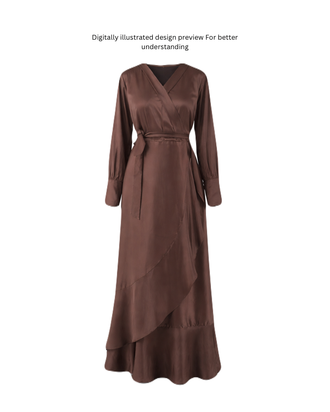 Hazel - Dark brown Frill modest Dress.