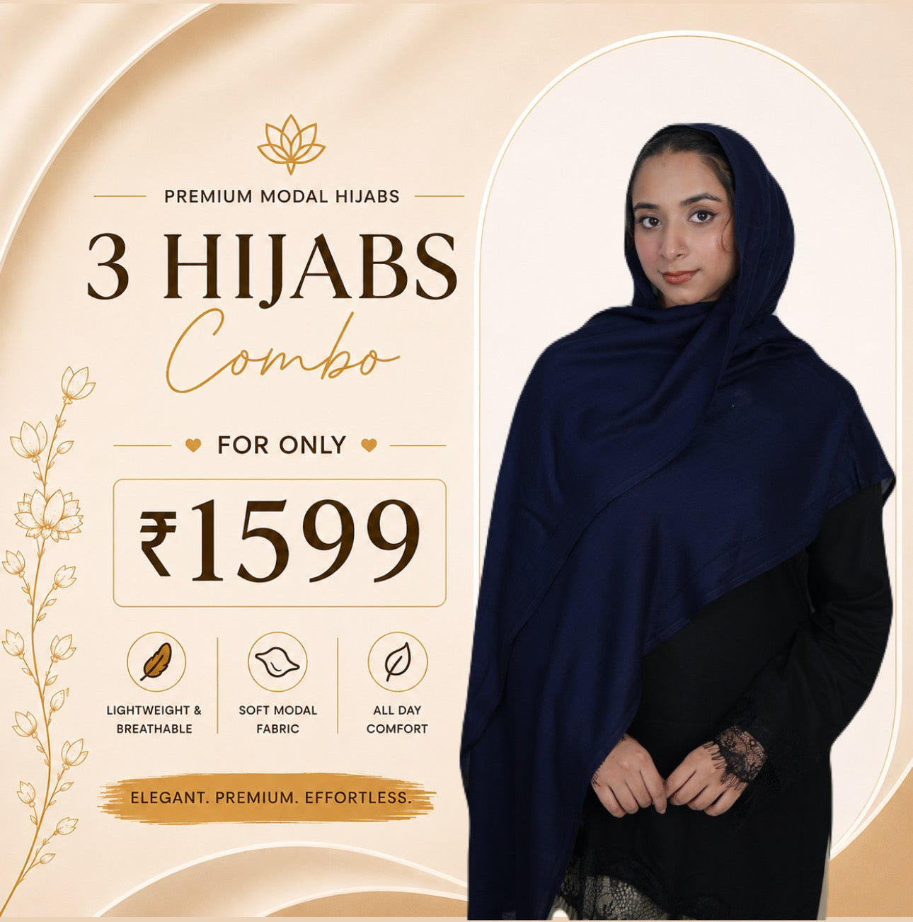 Dark Navy Blue -Modal Hijab