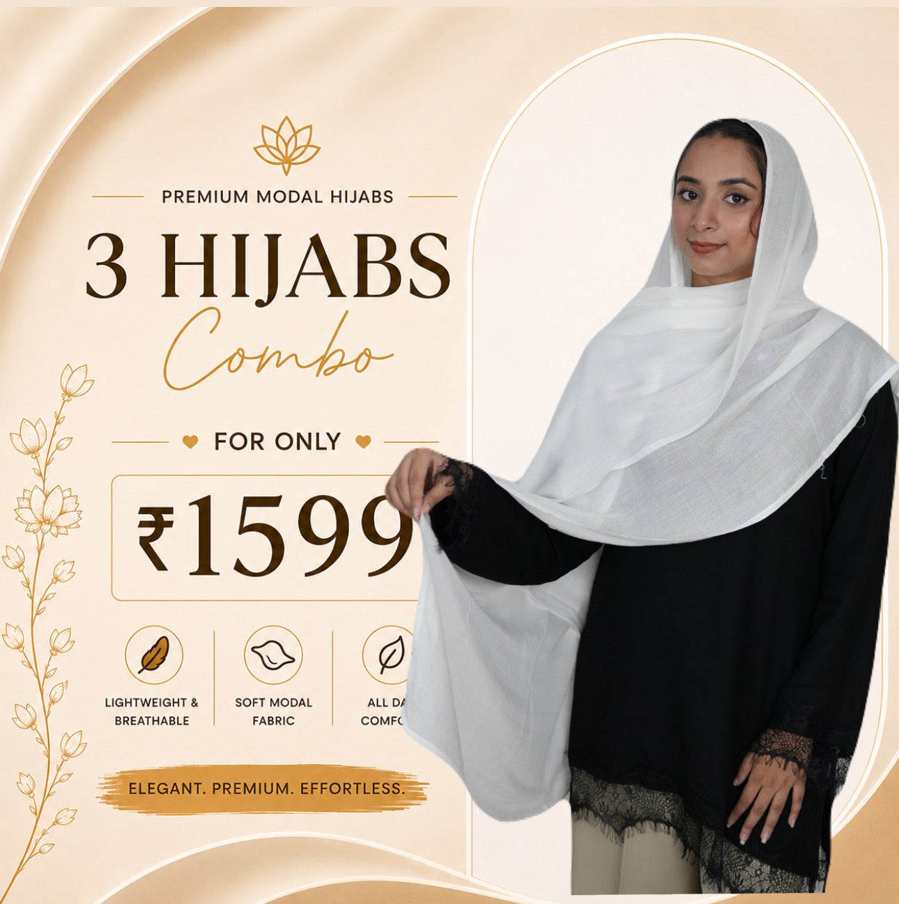 soft white - Modal hijab