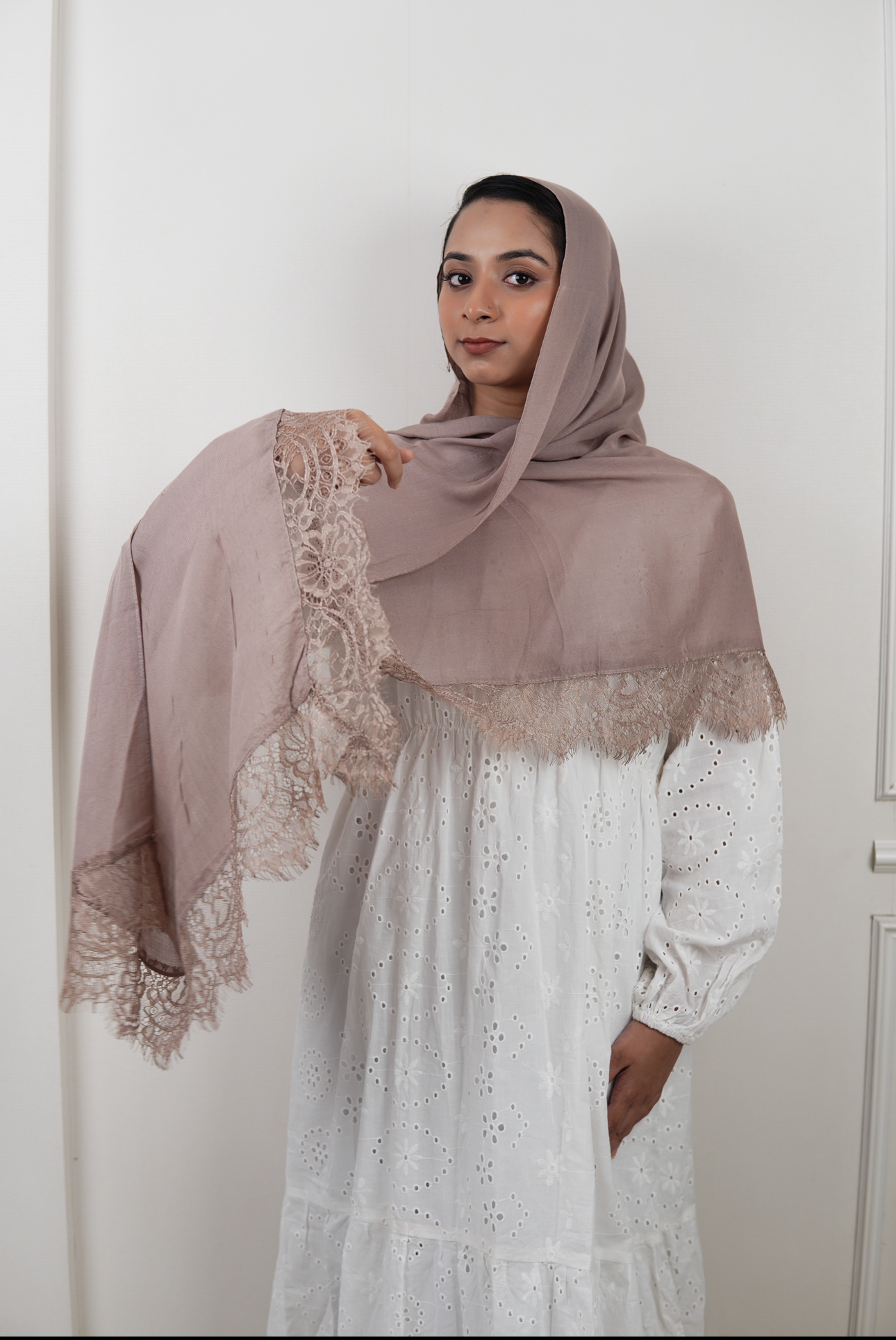 Camel Beige - Lace Modal Hijab