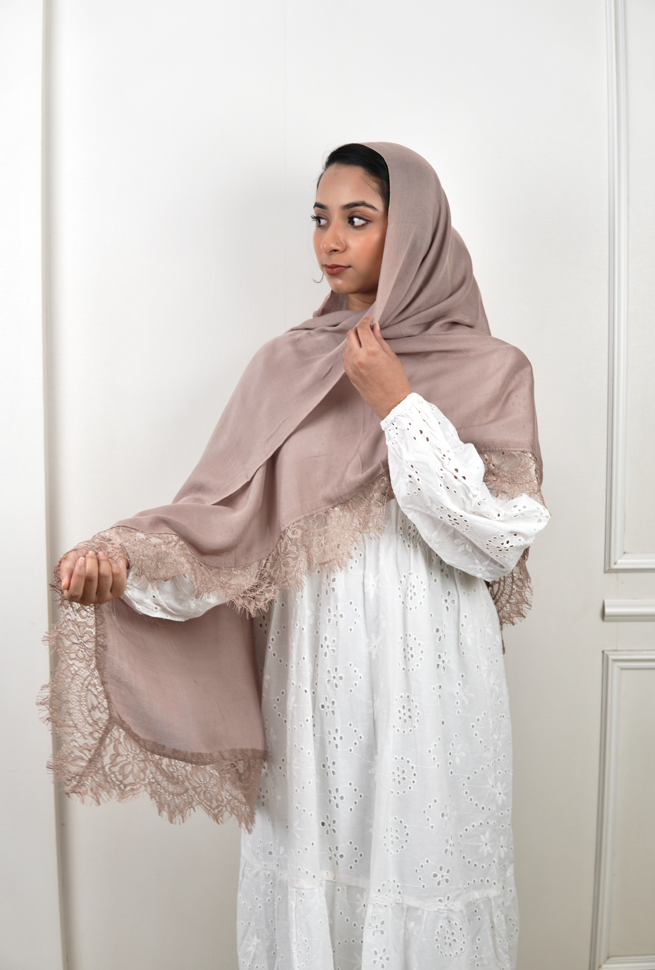 Camel Beige - Lace Modal Hijab
