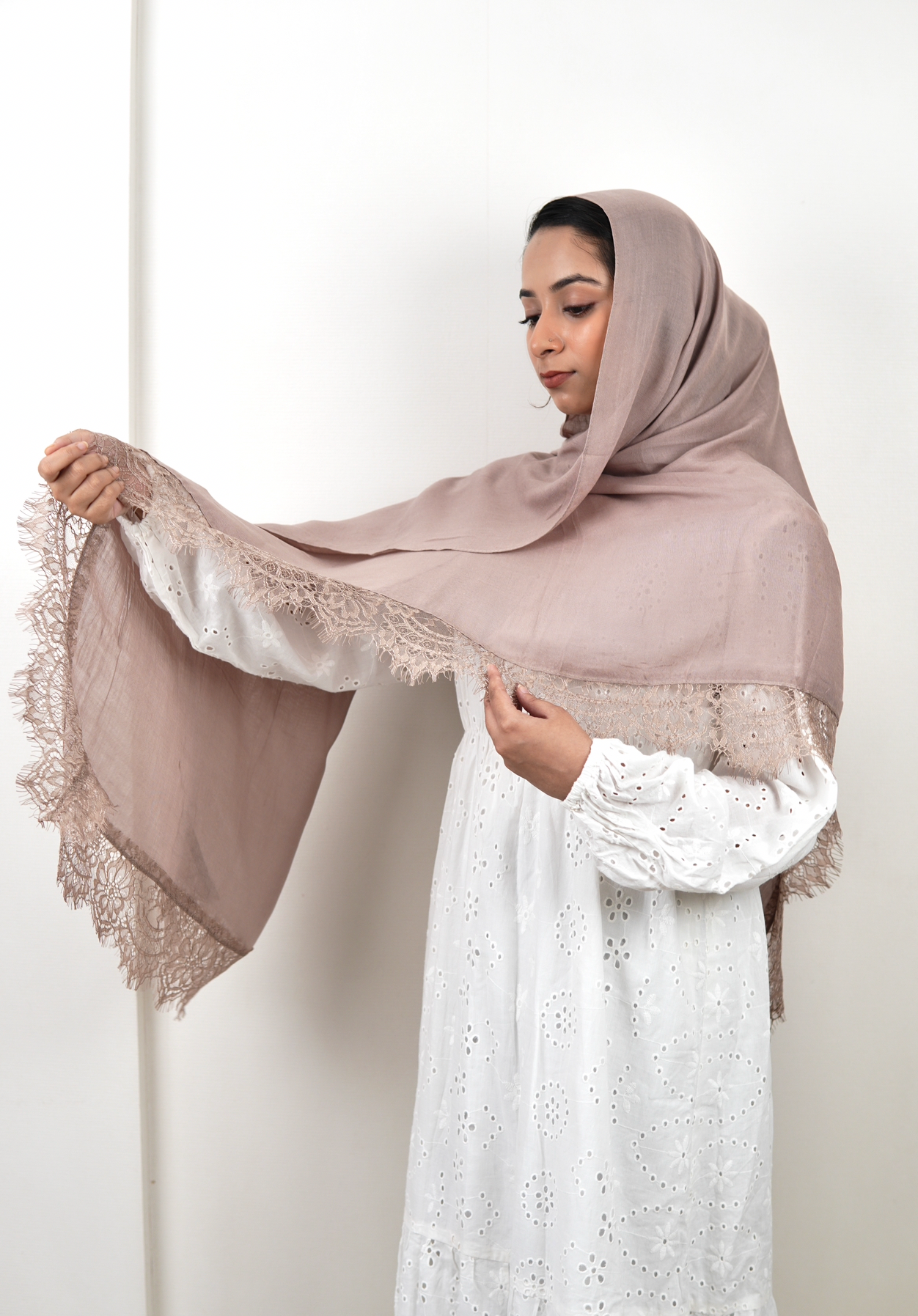 Camel Beige - Lace Modal Hijab