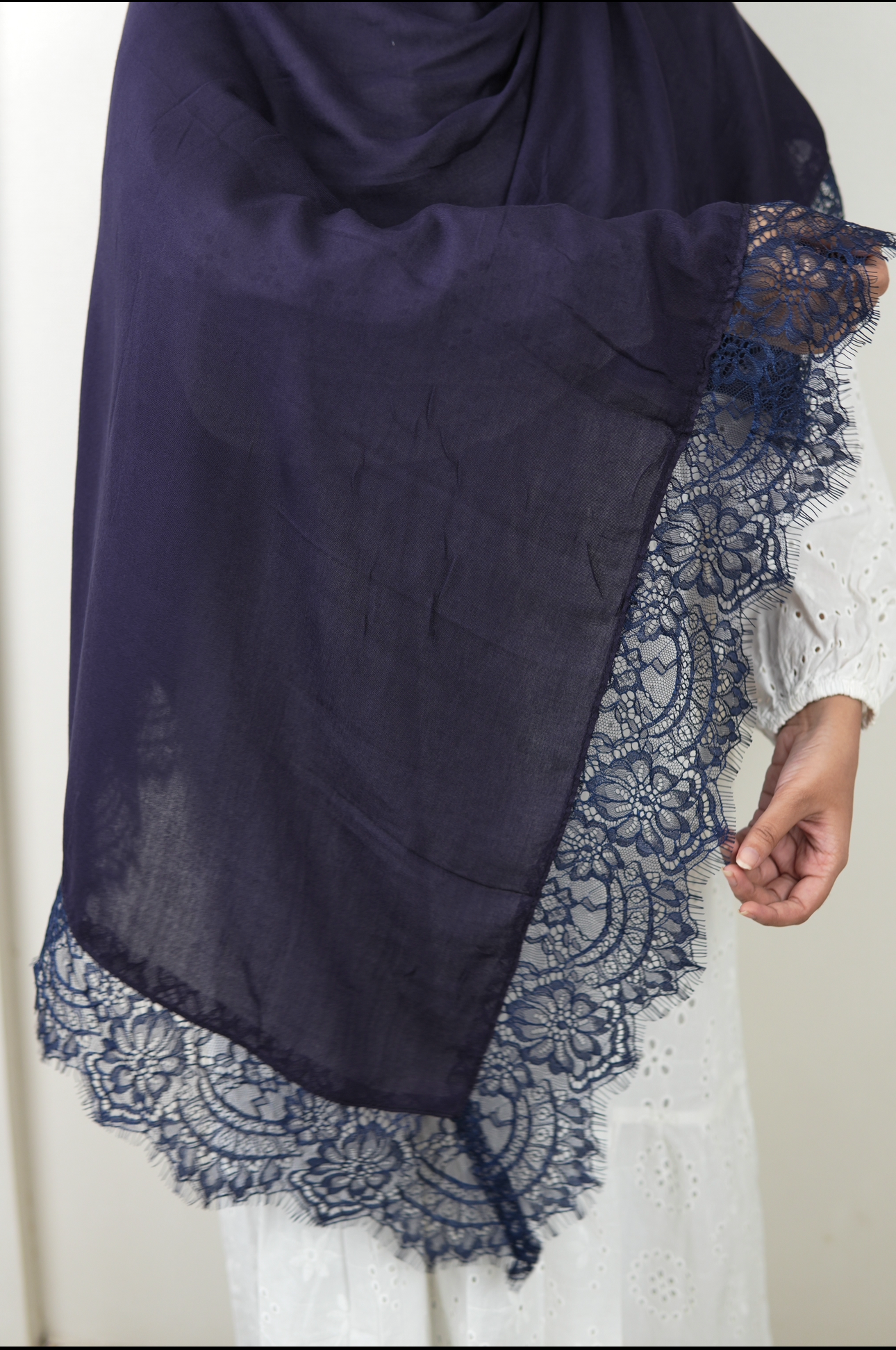 Navy Blue - Lace Modal Hijab