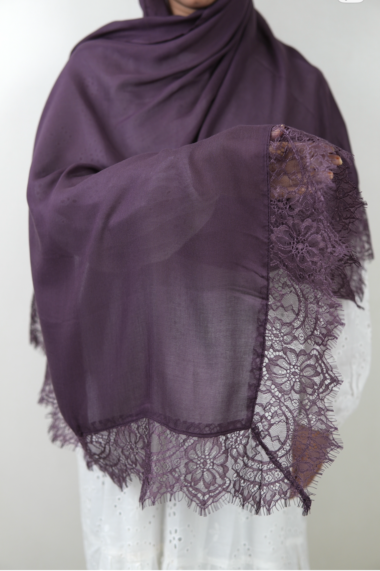 Plum purple - Lace Modal Hijab