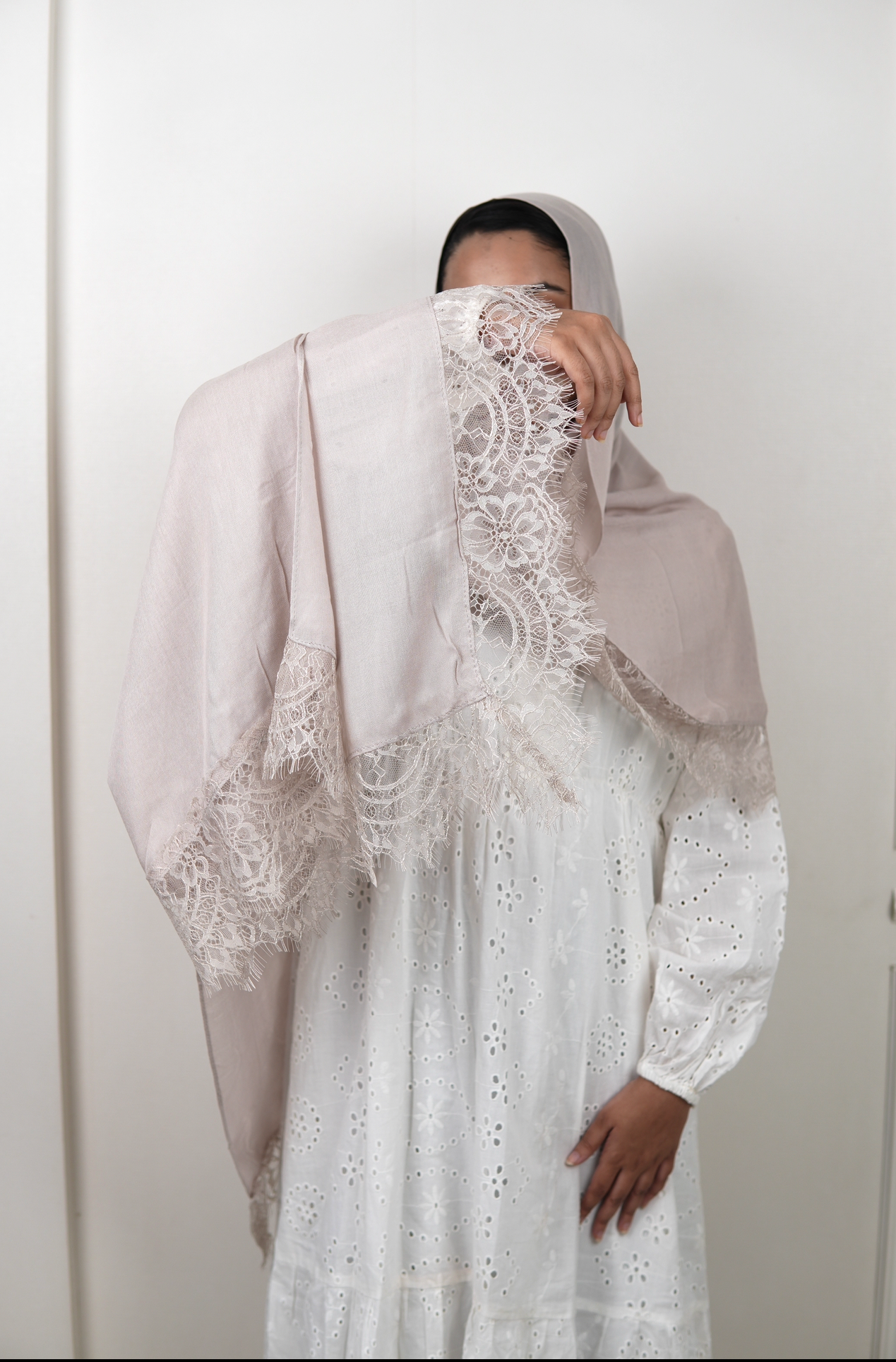 Nude Beige - Lace Modal Hijab