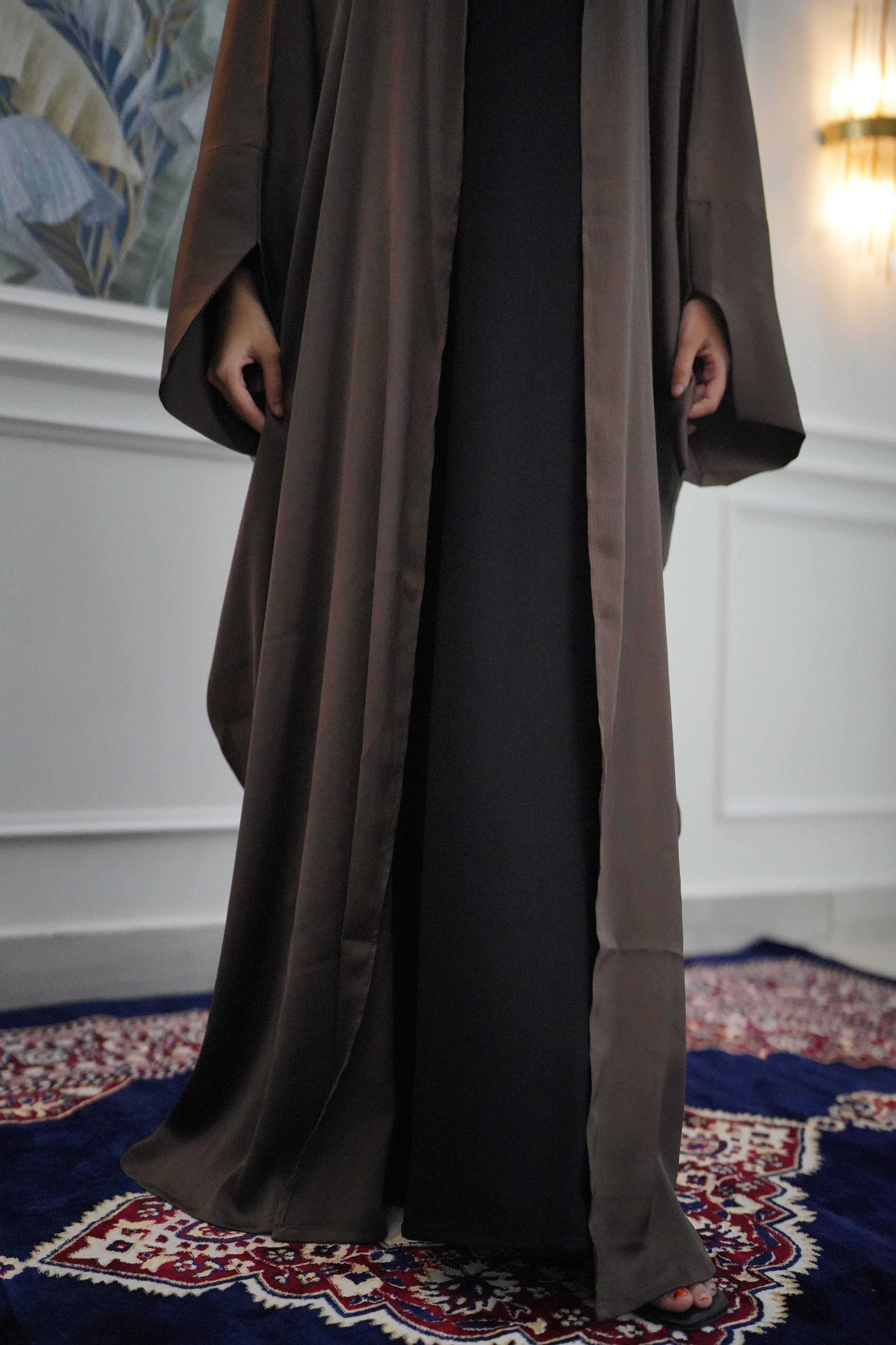 Dark Brown Full-length Flowy Shrug Abaya (takes upto 10-12 Days)