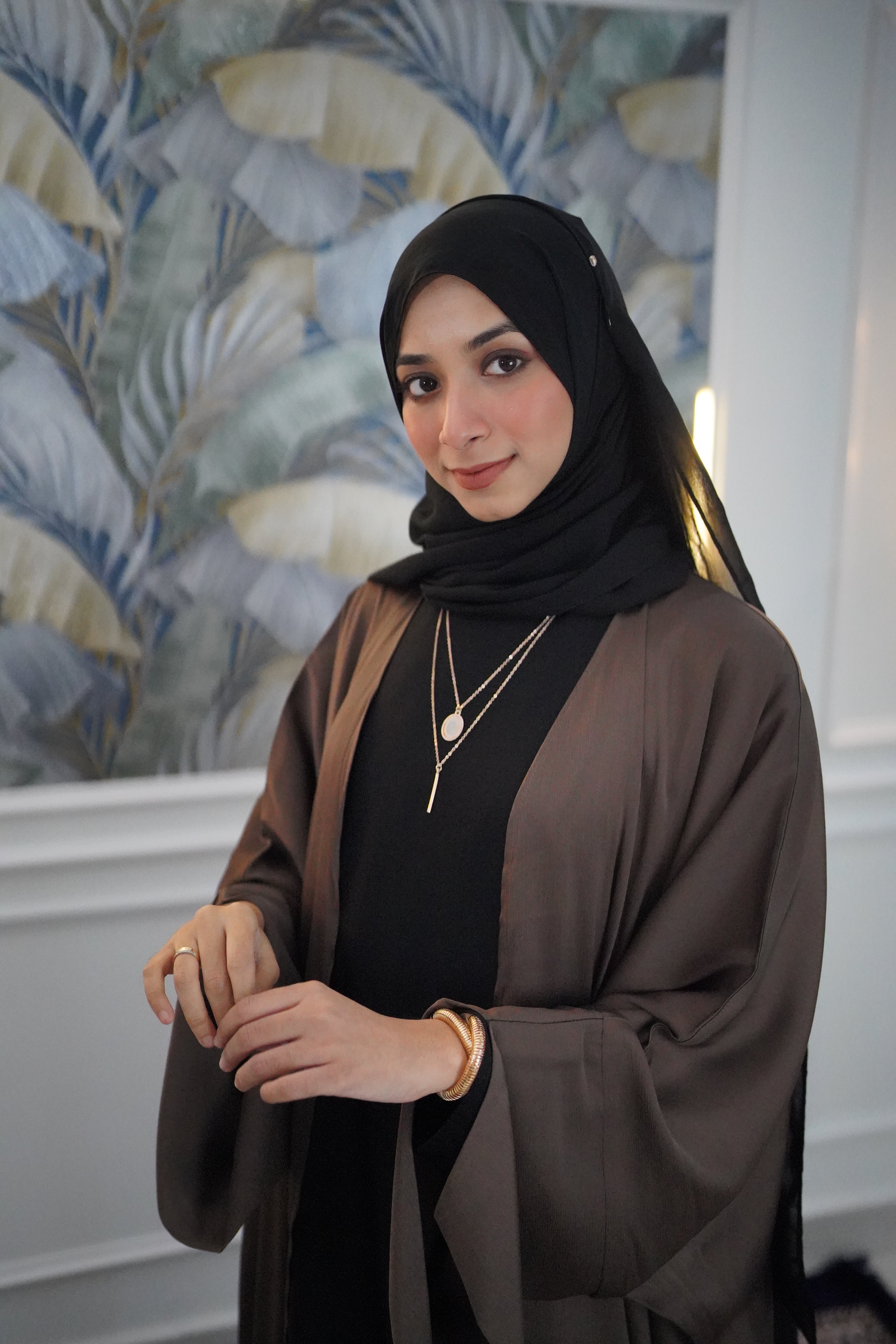 Dark Brown Full-length Flowy Shrug Abaya (takes upto 10-12 Days)