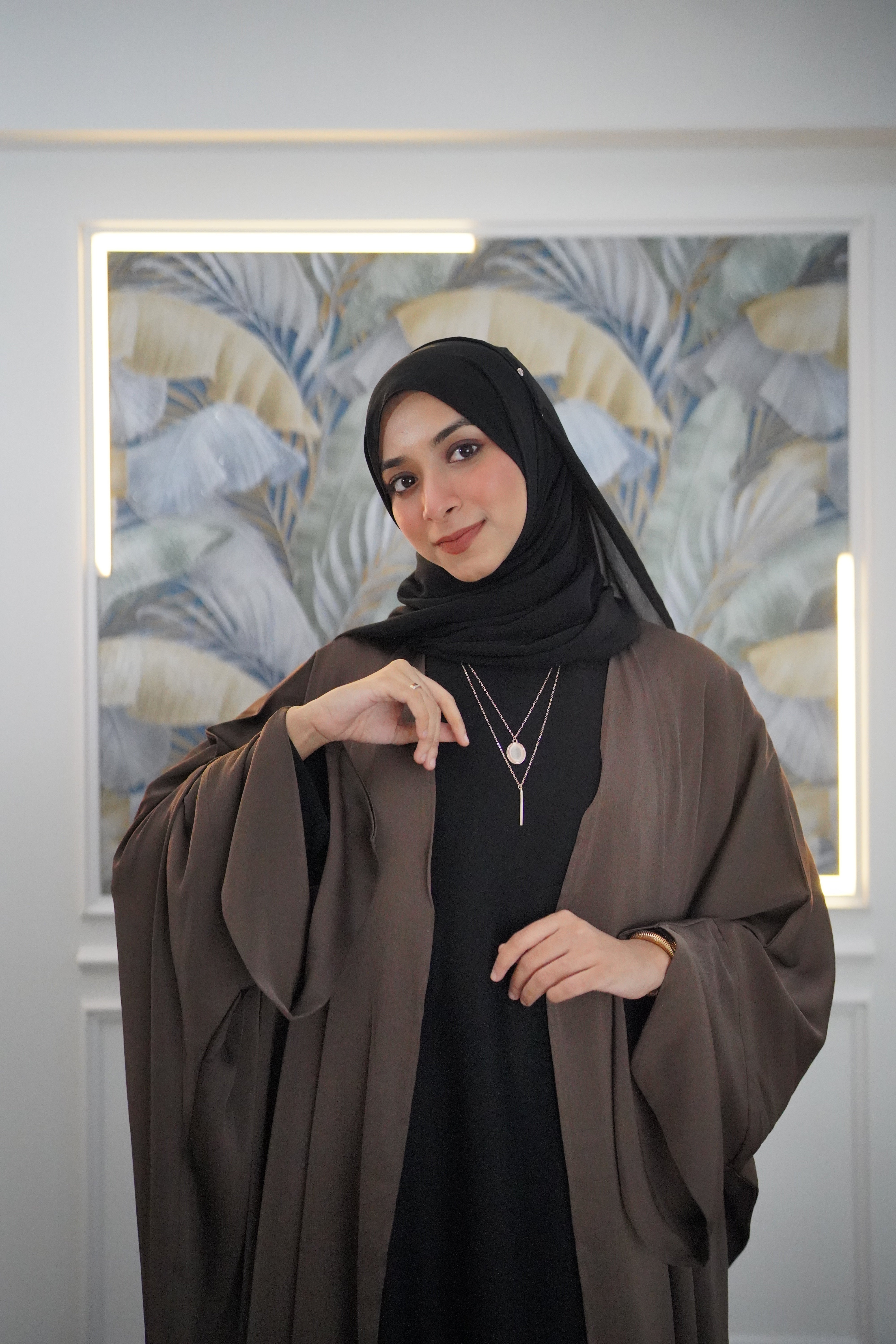 Dark Brown Full-length Flowy Shrug Abaya (takes upto 10-12 Days)